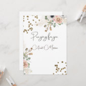 Carte Design floral avec points or et message (Devant/Arrière en situation)