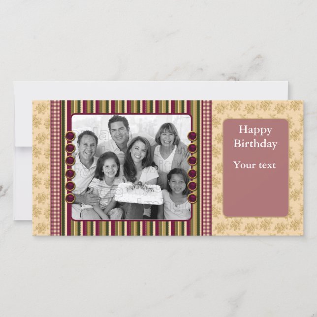 Carte Design floral beige vert rouge (Devant)