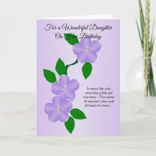 Carte Design floral Fille personnalisée Anniversaire (Devant)
