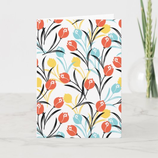 Carte Design floral Motif de Tulipe en blanc (Devant)