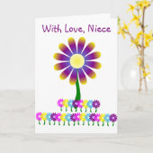 Carte Design floral Nièce personnalisée Anniversaire (Fleur jaune)