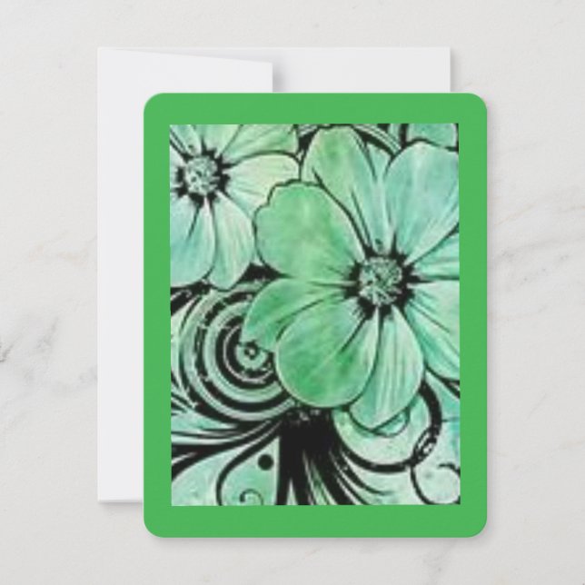 Carte Design floral vert (Devant)