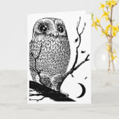 Carte DESIGN GRAPHIQUE ORIGINAL "OWL DE NUIT" par Artchi (Fleur jaune)