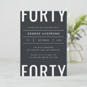 Carte Design moderne 40e anniversaire simple design grap (Debout devant)