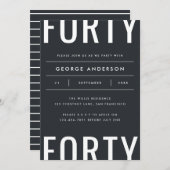 Carte Design moderne 40e anniversaire simple design grap (Devant / Derrière)