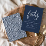 Carte Design moderne 40e anniversaire simple élégant scr<br><div class="desc">Moderne 40e anniversaire simple élégant script élégant et géométrique 40e anniversaire invitation. Motif de arrière géométrique moderne. Partie d'une collection. La couleur peut être changée.</div>