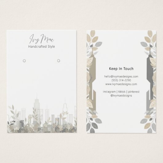 Carte Design Moderne Chic Foliage Bâtiments (Devant & derrière)