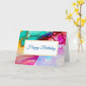 Carte Design moderne en marbre Abstrait (Fleur jaune)