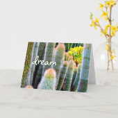 Carte Design moderne Fuzzy Green Cactus Dream Script (Fleur jaune)