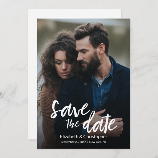 Carte Design moderne manuscrit QR CODE mariage site Web (Devant / Derrière)