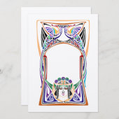 Carte Design paon Art nouveau (Devant / Derrière)