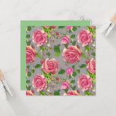 Carte Design Rose de jardin de campagne français élégant (Devant/Arrière en situation)