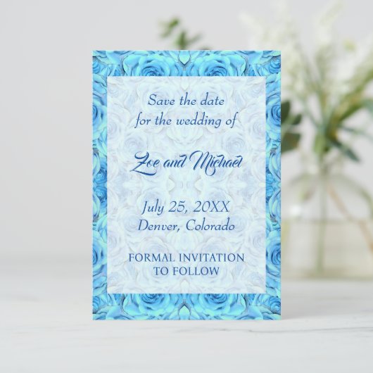 Carte Design rose opulent en turquoise enregistrer la da (Debout devant)