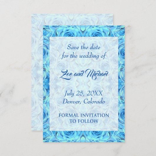 Carte Design rose opulent en turquoise enregistrer la da (Devant / Derrière)