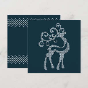 Carte Design saisonnier de rennes de broderie de xmas bl