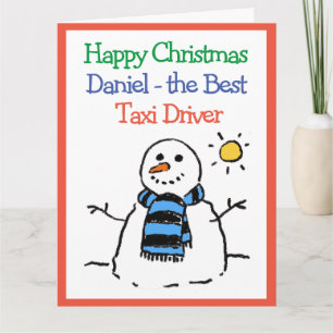 Carte Design Snowman Happy Christmas Taxi Driver