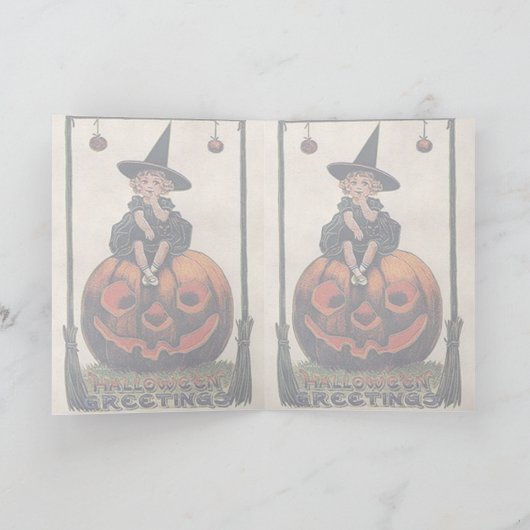Carte Designs Halloween sorcière vintage (Intérieur)