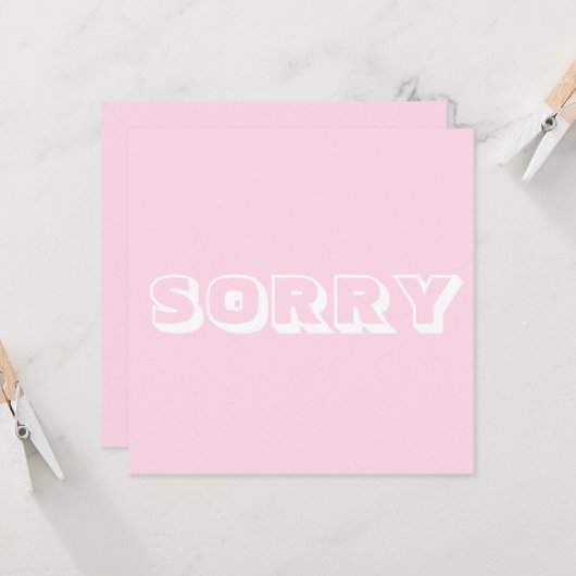 Carte Désolé, blanc clair et moderne (Devant/Arrière en situation)