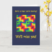 Carte ''Désolé de votre départ' - Patchwork Quilt (Fleur jaune)