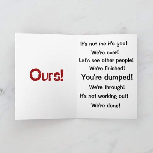 Carte Désolé d'entendre parler de la rupture... vous ête (Intérieur)