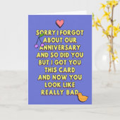 Carte Désolé, j'ai oublié notre anniversaire (Fleur jaune)