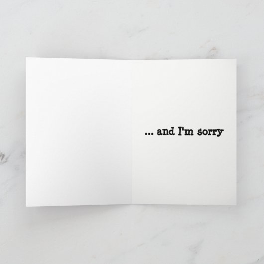 Carte Désolé, j'avais tort Regrets (Intérieur)