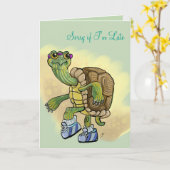 Carte Désolé, je suis Tortue tardive en Basket (Fleur jaune)