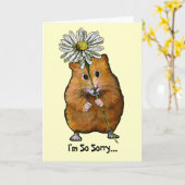 Carte Désolé, mignon hamster avec Big Daisy, excuses (Fleur jaune)