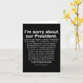 Carte Désolé Pour Notre Président Funny Anti Trump (Fleur jaune)