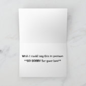 CARTE *DÉSOLÉ POUR VOTRE PERTE* (Intérieur)