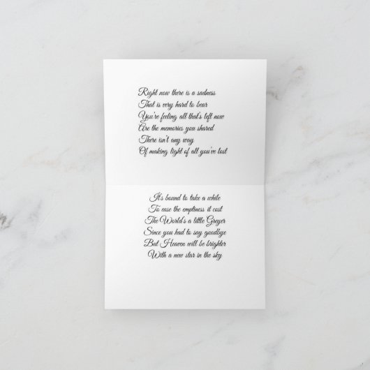 Carte Désolé pour votre perte (Intérieur)