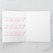 Carte Désolé, rose clair blanc moderne et audacieux excu (Intérieur)