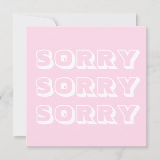 Carte Désolé, rose clair blanc moderne et audacieux excu (Devant)