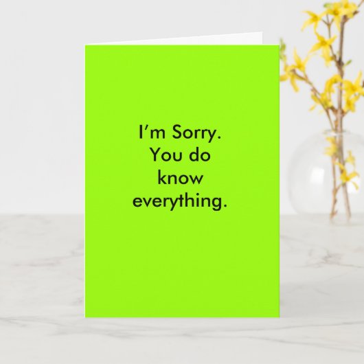 Carte Désolé. Vous savez tout. (Fleur jaune)