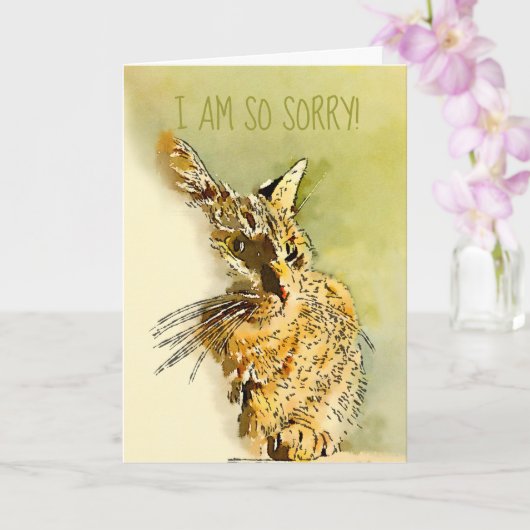 Carte Désolée Rouge Tabby Kitty Photo remplaçable (Orchidée)