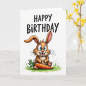 Carte d'esquisse de lapin joyeux (Fleur jaune)