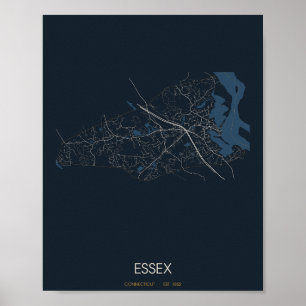 Carte d'Essex Connecticut Poster (Nuit)