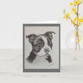 Carte Dessin à l'encre de Boston Terrier (Fleur jaune)