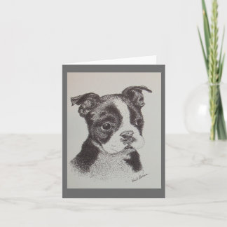 Carte Dessin à l'encre de Boston Terrier