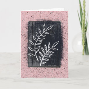 Carte Dessin abstrait de brindille blanche sur fond noir