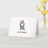 Carte Dessin amusant d'un Gnome, "Vous me manquez" (Fleur jaune)