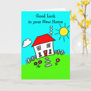 Carte Dessin animé Bonne chance Nouvelle maison
