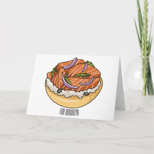 Carte dessin animé de bagel saumon (Devant)