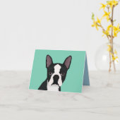 Carte dessin animé de boston terrier (Fleur jaune)
