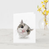 Carte Dessin animé de chaton tabby mignon (Fleur jaune)