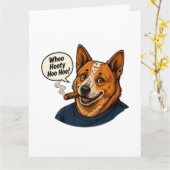 Carte Dessin animé de chien drôle (Fleur jaune)