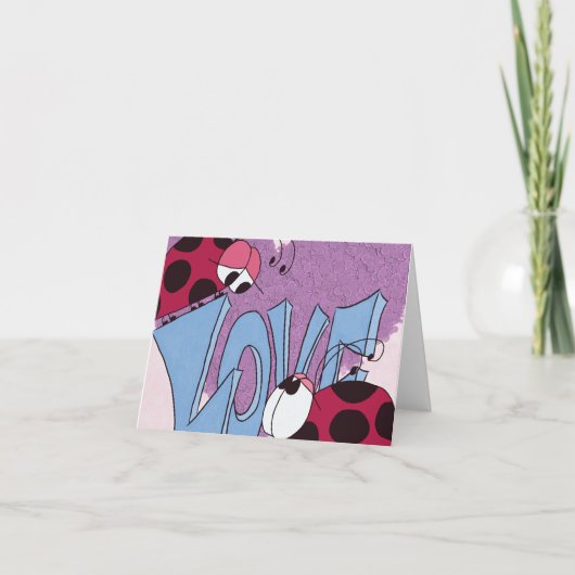 Carte Dessin animé de coccinelle adorable amour (Devant)