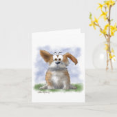 Carte Dessin animé de Corgi mignon (Fleur jaune)