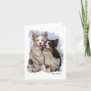 Carte Dessin animé de deux amis Border Collie