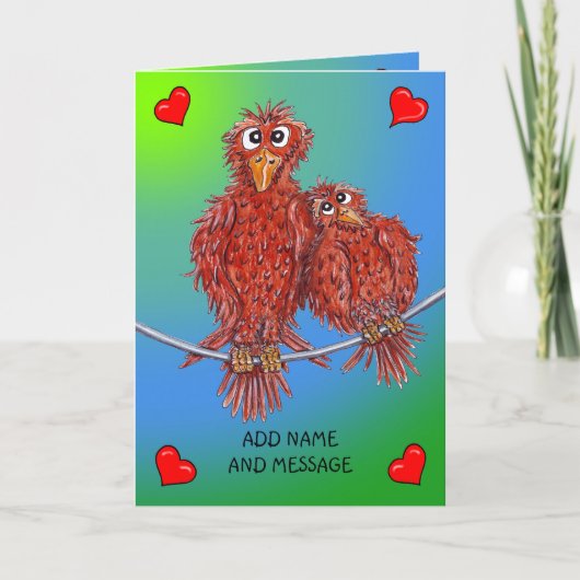 Carte Dessin animé de deux oiseaux (Devant)